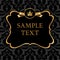 Golden label on damask black background