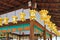 Golden lanterns hanging at Kawai-jinja Shrine in Kyoto, Japan