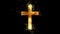 Golden latin cross, christianity religious symbol on transparent background.