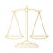 Golden law scale, legal advice, court, attorney, judge symbol