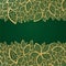 Golden leaf lace on green background