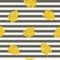 Golden leaf on striped background seamless pattern