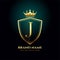 Golden letter J monogram crown logo concept design