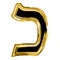 The golden letter Kaf from the Hebrew alphabet. gold letter font Hanukkah. vector illustration on isolated background