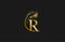 Golden Letter R Typography FLourishes Rounded Logogram Beauty
