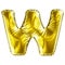 Golden letter W made of inflatable balloon isolated on white background.