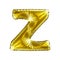 Golden letter Z made of inflatable balloon isolated on white background.
