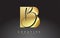 Golden Letters BB B Logo with a minimalist design. Abstract overlapping letter B with geometric and handwritten