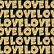 Golden letters on a black background seamless pattern, valentine`s day about love, shimmer sparkling illustration