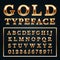 Golden letters with gold shine metal gradients. Shiny alphabet and numbers serif font for luxury lettering vector
