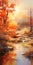 Golden Light: Autumn Watercolor Paintings On Canvas