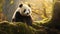 Golden Light: A Captivating Panda Bear In The Woods