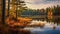 Golden Light: Capturing The Serenity Of An Autumn Forest On A Lake