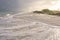 Golden light on Caribbean beach