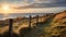 Golden Light On English Moors: Beach With Stone Fence