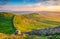 Golden Light at Hadrian`s Wall Caw Gap