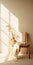 Golden Light: A Minimalist Staging Of A Solitary White Chair