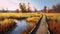 Golden Light: A Photo-realistic Landscape Painting Of A Bridge In A Grove
