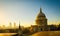 Golden light on the rooftops and dome of St. Paul`s Cathedral, L