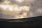 Golden light shining on swedisch mountain landscape. Sarek