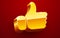 Golden like icon. Thumbs up approve symbol.