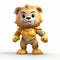 Golden Lion: Adorable Toy Sculpture In Armor - 3d Rendering