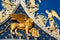 Golden lion and angels on the top of St Mark`s Basilica, Venice,