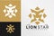 Golden Lion Star  Logo Design Vector illustration template