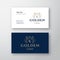 Golden Lions Abstract Vector Logo and Business Card Template. Hand Drawn Lion Sillhouettes with Classy Retro Typography