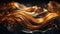 Golden Liquid Swirls and Waves. Luxury Shiny Background for Copy Space, Halloween and Beauty Products