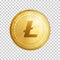 Golden Litecoin blockchain coin symbol.