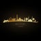 Golden logo Muscat city skyline.