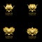 Golden lotus flower logo. Vector design template of lotus icon on dark background with golden effect for eco, beauty, spa, yoga,