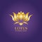 Golden lotus flower logo. Vector design template of lotus icon on dark background with golden effect for eco, beauty, spa, yoga,