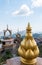 Golden lotus petal sculptures at the terrace of the main pagoda of Wat Pha Sorn KaewWat Phra Thart Pha Kaewin Khao Kho,Phetchabu