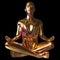 Golden lotus pose stylized man figure polished colorful