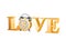 Golden love dollar clock