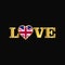 Golden Love typography United Kingdom flag design vector