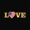 Golden Love typography United States of America flag design vector