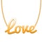 Golden LOVE word pendant on chain.