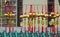 Golden lucky lanterns at temple in Hong Kong