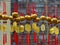 Golden lucky lanterns at Wong Tai Sin Temple