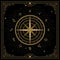 Golden luxury compass of fortune with zodiac signs
