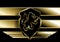 Golden luxury heraldic shield wolf crest illustration