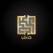 Golden luxury square maze logo