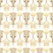 Golden lyre seamless pattern. Abstract geometric retro background