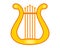 The golden lyre is a stringed musical instrument, a symbol of poetic inspiration. Lyra or harp of golden color