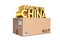 Golden Made In China Sign over Parcel Box. 3d Rendering