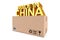 Golden Made In China Sign over Parcel Box. 3d Rendering