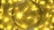 Golden magic ball on golden background. Decorative video background. Sphere with yellow reflections turning left and